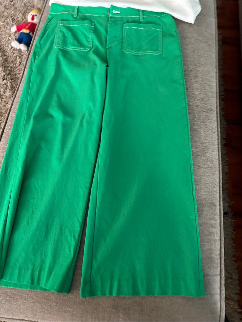 Jules & Leopold Bright Green Wide-Leg Pants - Picture 2 of 11